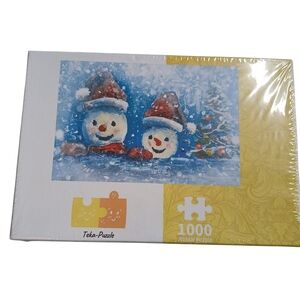 Teka Puzzle Brand Snowman Jigsaw Puzzle 1000 Pieces Christmas Unsealed Box New